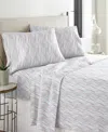 Pointehaven Metro Wave Heavy Weight Cotton Flannel Sheet Set, Queen In Metro