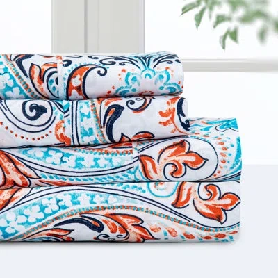 Pointehaven Sheet Set, 1 Polyester Microfiber,deep Pockets,soft In Blue;orange
