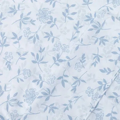 Pointehaven Sheet Set- 4 Pc's Set- 100% Polyester Microfiber,deep Pockets,soft (queen Floral Vine) In Blue