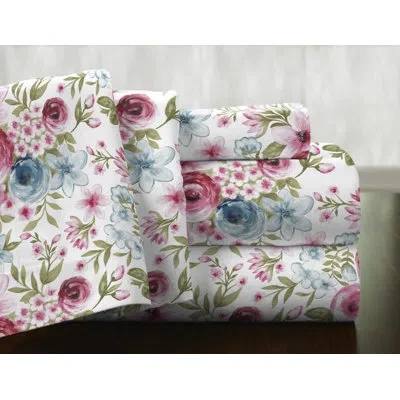 Pointehaven Sylvan Duvet Cover Set In Pink,green,white