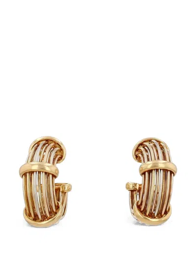 Pre-owned Poiray 1980s Domed Hoop Earrings In Gold