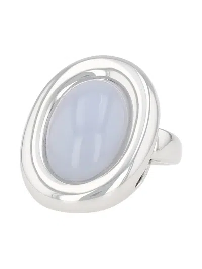 Pre-owned Poiray 2020s White Gold Indrani Chalcedony Ring