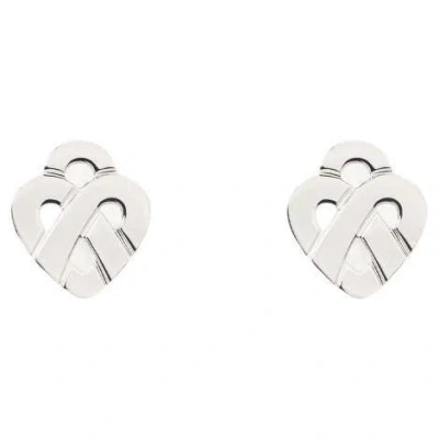 Pre-owned Poiray Earrings "coeur Entrelacé" White Gold 18 Karat