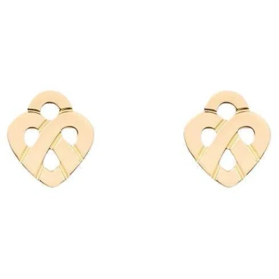 Pre-owned Poiray Earrings Puces "coeur Entrelacé" Yellow Gold 18 Karat
