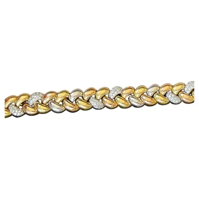 Pre-owned Poiray Elegant 18 K Tricolor Gold Diamond Bracelet Signed  Paris In Multi