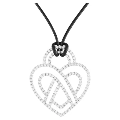 Pre-owned Poiray Large 18k White Gold 3.75 Carat Diamond Heart Pendant Necklace