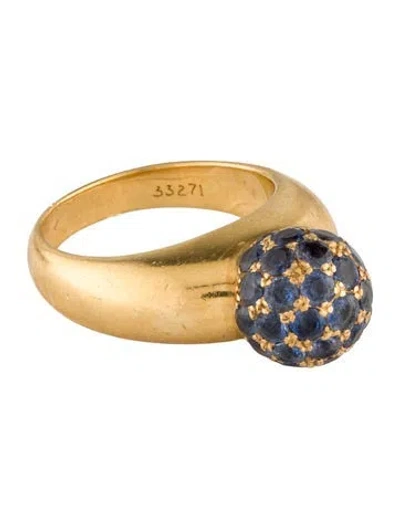 Pre-owned Poiray Vintage 18k Sapphire Pall Cocktail Ring In Multi