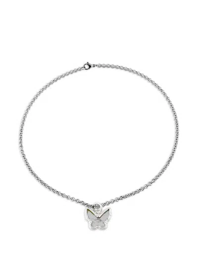 Poison Drop Lab Butterfly-motif Necklace In Silver