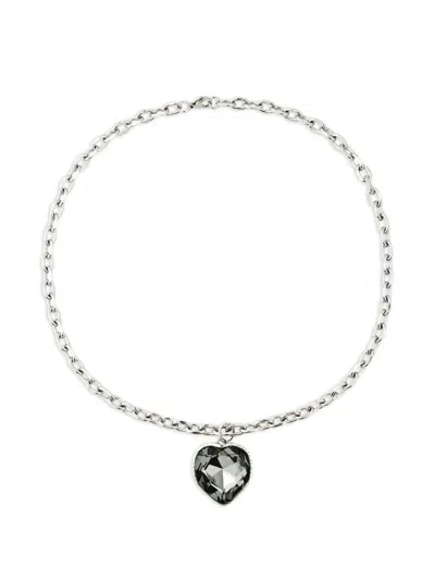 Poison Drop Lab Crystal Heart Pendant Necklace In Metallic