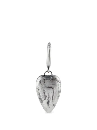 Poison Drop Lab Heart-pendant Earring In Silver