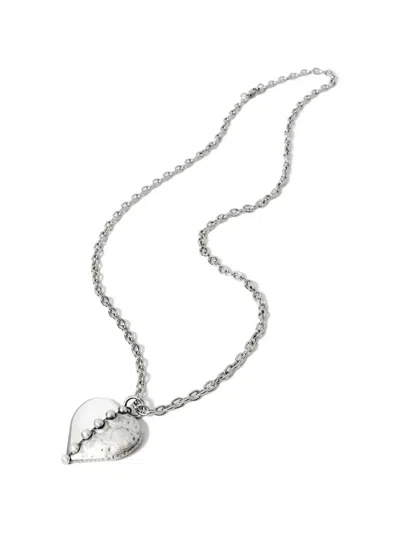 Poison Drop Lab Heart Pendant Necklace In Silver