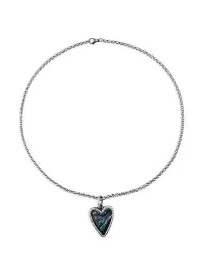 Poison Drop Lab Heart-pendant Chain-link Necklace In Metallic