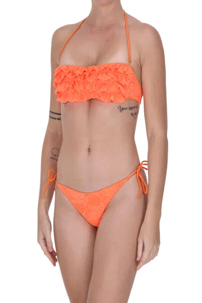 Poisson D'amour Lace Bandeau Bikini In Orange