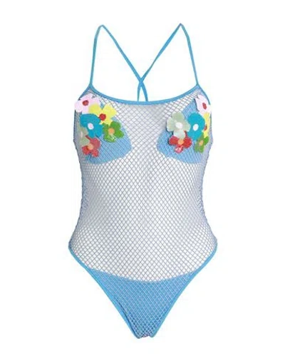 Poisson D'amour Woman One-piece Swimsuit Pastel Blue Size Xs Viscose, Polyamide, Polyester, Elastane