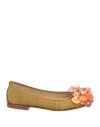 Pokemaoke Woman Ballet Flats Ocher Size 7 Textile Fibers In Yellow