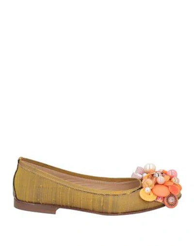 Pokemaoke Woman Ballet Flats Ocher Size 7 Textile Fibers In Yellow