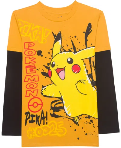 Pokémon Kids' Big Boys Long Sleeve Twofer T-shirt In Yellow