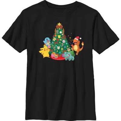 Pokémon Kids' Boy's Pokemon Christmas Tree Characters  Graphic T-shirt In Black
