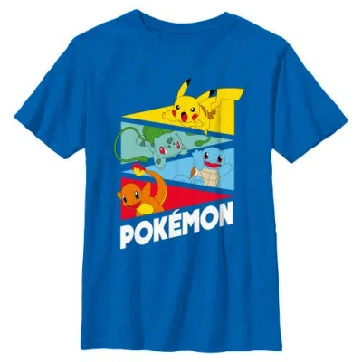 Pokémon Kids' Boy's Pokemon Colorful Starters Banners Graphic T-shirt In Blue