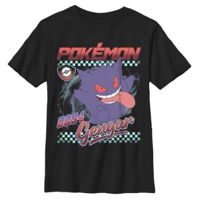 Pokémon Kids' Boy's Pokemon Gengar 0094 Retro Check Graphic T-shirt In Black