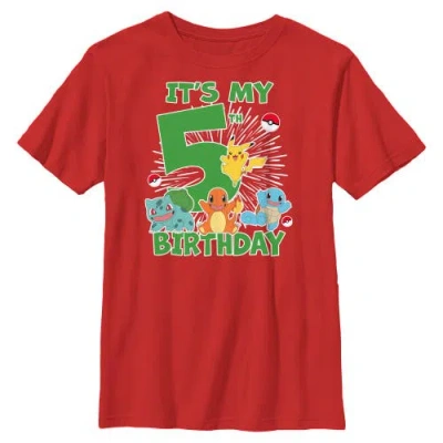 Pokémon Kids' Boy's Pokemon It's My 5th Birthday  Graphic T-shirt In Red