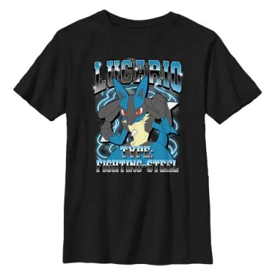 Pokémon Kids' Boy's Pokemon Lucario Type Fighting-steel Graphic T-shirt In Black