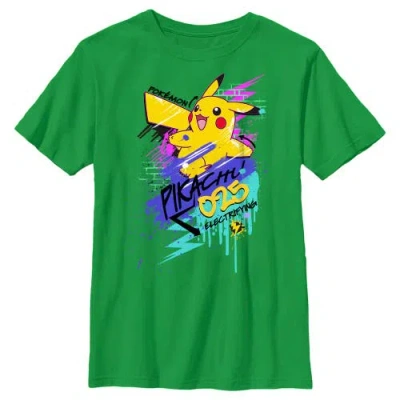 Pokémon Kids' Boy's Pokemon Pikachu 025 Electrifying Graphic T-shirt In Green