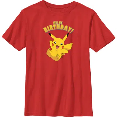 Pokémon Kids' Boy's Pokemon Pikachu It's My Birthday Graphic T-shirt In Red