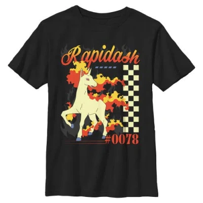 Pokémon Kids' Boy's Pokemon Rapidash 0078 Retro Check Graphic T-shirt In Black