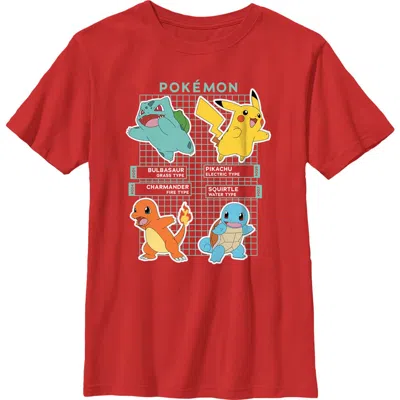 Pokémon Kids' Boy's Pokemon Starters Grid Pokedex Graphic T-shirt In Red