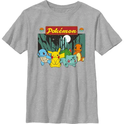 Pokémon Kids' Boy's Pokemon Starters Portrait  Graphic T-shirt In Gray