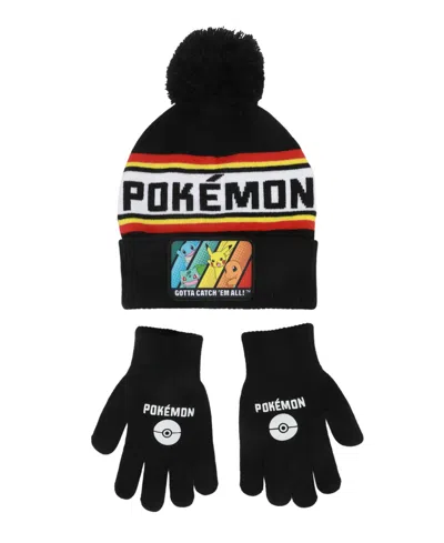 Pokémon Kids' Boys' And Girls' Graphic Hat And Gloves, 2-piece Set In Black