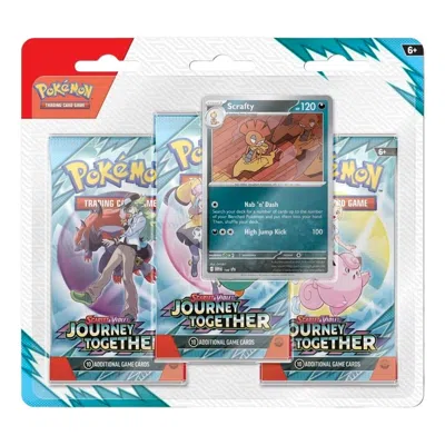 Pokémon Pokemon Card Eng. 2025 Pokemon: Journey Together 3 Packs Blister 'scrafty' In Purple