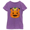 Pokémon Girl's Pokemon Halloween Pikachu Jack-o'-lantern  Graphic T-shirt In Purple