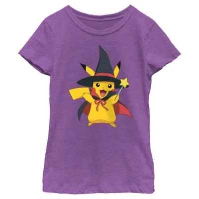 Pokémon Kids' Girl's Pokemon Halloween Pikachu Witch Costume  Graphic T-shirt In Purple