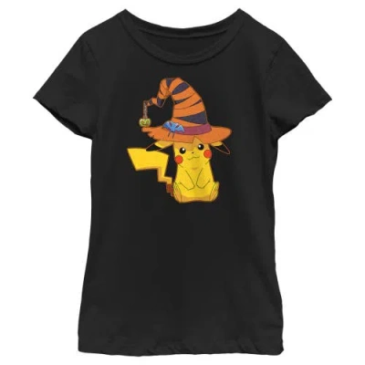 Pokémon Kids' Girl's Pokemon Halloween Pikachu Witch Hat  Graphic T-shirt In Black
