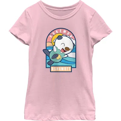Pokémon Kids' Girl's Pokemon Oshawott Cute Portrait Graphic T-shirt In Pink