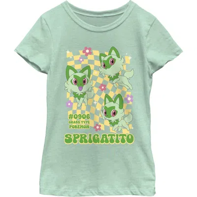 Pokémon Kids' Girl's Pokemon Sprigatito Floral Type  Graphic T-shirt In Green