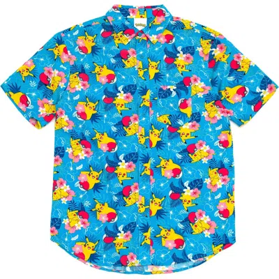 Pokémon Pokemon Pikachu Hawaiian Short Sleeve Button Down Shirt In Blue