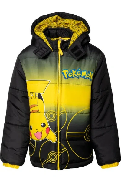 Pokémon Kids' Pokemon Pikachu Hooded Puffer Coat In Black