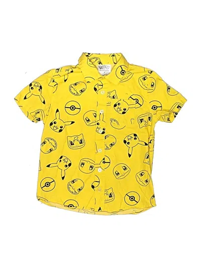 Pre-owned Pokémon Kids' Short Sleeve Button Down Shirt In Yellow
