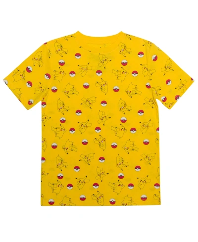 Pokémon Kids' Big Boys Pikachu All Over Print Short Sleeve Graphic T-shirt In Yellow