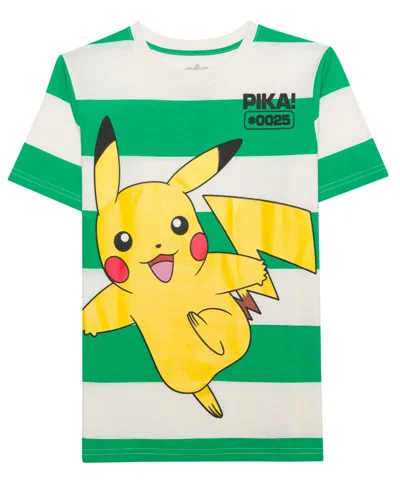 Pokémon Kids' Big Boys Pikachu Graphic Print T-shirt In Green