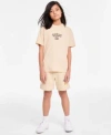 Pokémon Little Big Boys Pika Pika Graphic T Shirt Pikachu Fleece Shorts In Khaki