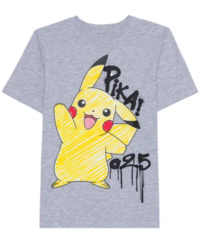 Pokémon Kids' Pikachu Big Boys Short Sleeve Graphic T-shirt In Heather Gray