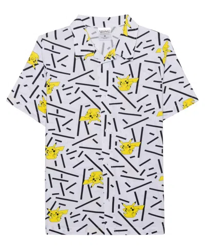 Pokémon Kids' Pikachu Big Boys Short Sleeve Woven Shirt In White