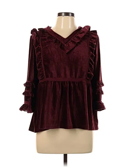 Pre-owned Pol 3/4 Sleeve Blouse In Burgundy