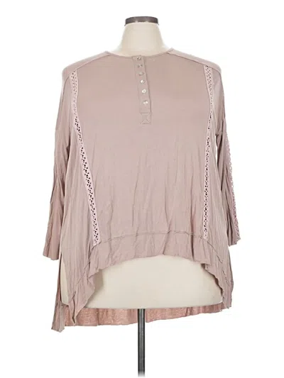 Pre-owned Pol 3/4 Sleeve Blouse In Tan