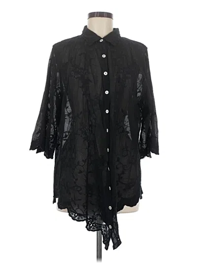 Pre-owned Pol 3/4 Sleeve Button Down Shirt In Black