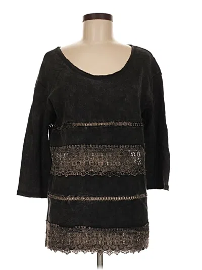 Pre-owned Pol 3/4 Sleeve Top Black Scoop Neck Tops